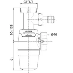 Wirquin Neo Air Spoelbaksifon 40mm + WMA + BEL -Efficiënte Gereedschapsopslag 12129 02