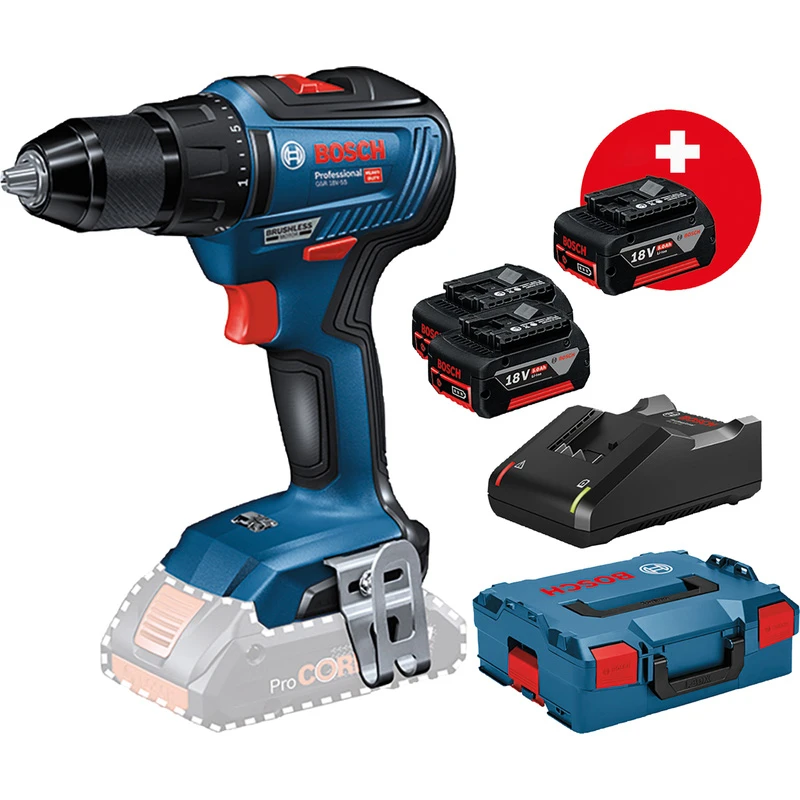 Bosch GSB 18V-55 Accu Schroefklopboormachine 18V Li-ion 2 Bosch GSB 18V-55 Accu Schroefklopboormachine 18V Li-ion