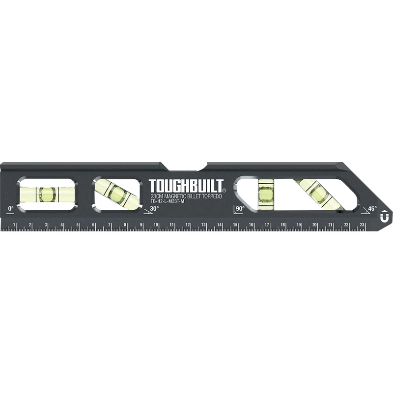 Toughbuilt Massieve Magnetische Torpedo-waterpas 23cm 3 Toughbuilt Massieve Magnetische Torpedo-waterpas 23cm