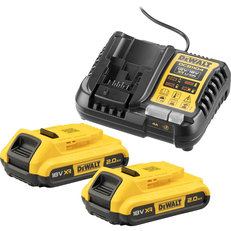 DeWALT DCB1104D2-QW XR Accu Starterset 18V Li-ion 2x2,0Ah 3 DeWALT DCB1104D2-QW XR Accu Starterset 18V Li-ion 2x2,0Ah