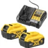DeWalt DCB1104P2-QW Accupack Lader + 2x 18V 5.0Ah Accu's -Efficiënte Gereedschapsopslag 95724
